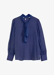 Blouse met strik van glanzend satijn, bonprix