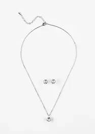 Ketting en oorstekers met zirkonia (3-dlg. set), bonprix