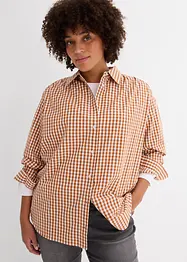 Oversized geruite blouse met pofmouwen, bonprix
