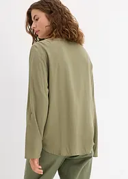 Blouse met lange mouwen en V-hals van vloeiende viscose, bonprix