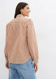 Oversized geruite blouse met pofmouwen, bonprix