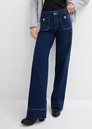 Wide leg stretch jeans mid waist, bonprix