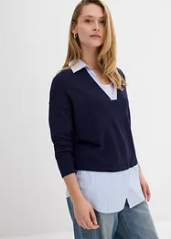 Fijn gebreide trui met blouse-inzet, bonprix