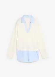 Fijn gebreide trui met blouse-inzet, bonprix