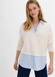 Fijn gebreide trui met blouse-inzet, bonprix