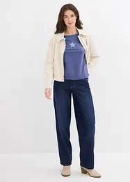 Tweekleurige longsleeve met borduursel, bonprix