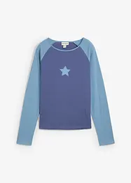 Tweekleurige longsleeve met borduursel, bonprix