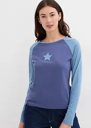 Tweekleurige longsleeve met borduursel, bonprix