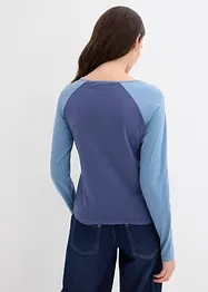 Tweekleurige longsleeve met borduursel, bonprix