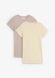 Geribd shirt met korte mouwen (set van 2), bonprix