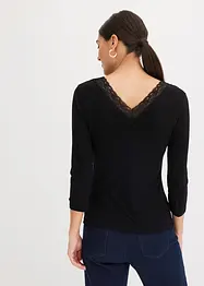 Shirt met lange mouwen en kant, bonprix