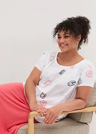 Gedessineerd carmen-shirt met ronde hals van biologisch katoen, bonprix