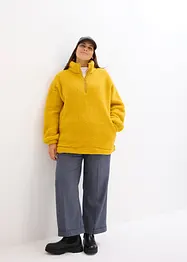Oversized fleece trui met opstaande kraag en zakken, bonprix