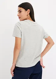 Shirt met gebreide boordjes en glittergaren, bonprix
