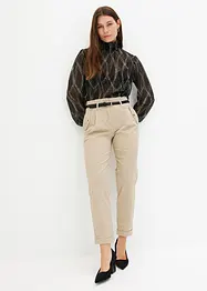 Lichte twill broek in paperbag stijl, bonprix