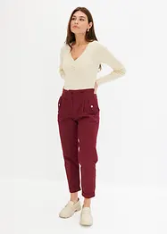 Lichte twill broek in paperbag stijl, bonprix