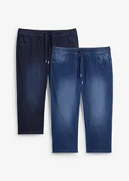 3/4 slip-on jeans, straight, licht denim ( set van 2), bonprix