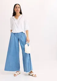 Shirt met 3/4 mouwen en kant in een wikkelllook, bonprix