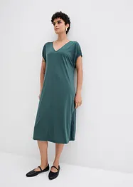 Jersey jurk met V-hals in een viscosemix, bonprix
