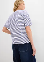 Gestreept T-shirt met borduursel, bonprix