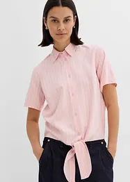Gestreepte blouse met korte mouwen en opvallende knoop, bonprix