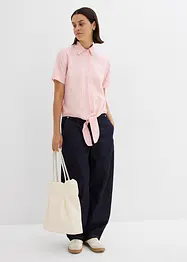 Gestreepte blouse met korte mouwen en opvallende knoop, bonprix