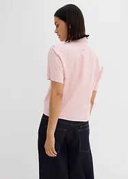 Gestreepte blouse met korte mouwen en opvallende knoop, bonprix