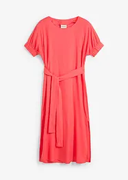 Midi jurk met elastische boorden aan de mouwen en riem, bonprix