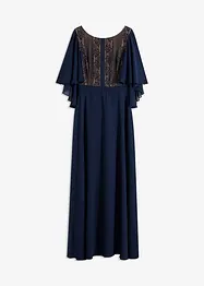 Chiffon jurk met cap en inzetstuk van kant, bonprix