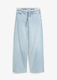 Wide leg jeans met franjes aan de zijkanten, mid waist, bonprix