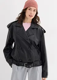 Cropped trenchcoat van imitatieleer, bonprix