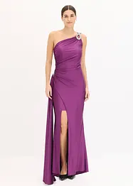 Maxi jurk met strass-applicatie en ruches, bonprix