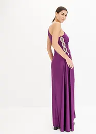 Maxi jurk met strass-applicatie en ruches, bonprix