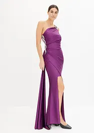Maxi jurk met strass-applicatie en ruches, bonprix