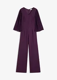 Jersey jumpsuit met plissé mouwen van fijn chiffon, bonprix