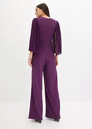 Jersey jumpsuit met plissé mouwen van fijn chiffon, bonprix
