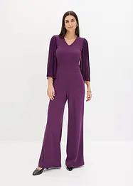 Jersey jumpsuit met plissé mouwen van fijn chiffon, bonprix