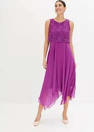 Premium chiffon midi jurk met kant, bonprix