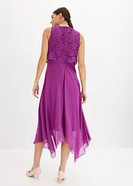 Premium chiffon midi jurk met kant, bonprix