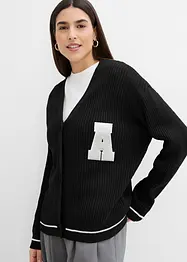 Oversized gebreid vest met borduursel, bonprix