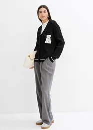 Oversized gebreid vest met borduursel, bonprix
