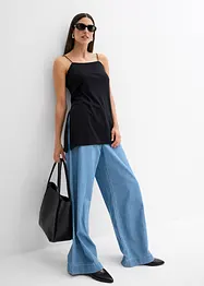 Asymmetrische top met spaghettibandjes van viscosemix, bonprix