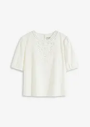 Blouse met korte mouwen en kant, bonprix
