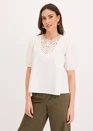 Blouse met korte mouwen en kant, bonprix