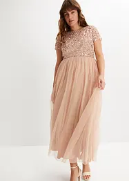 Maxi jurk met pailletten borduursel, bonprix