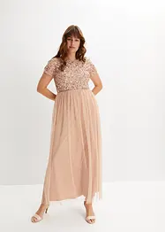 Maxi jurk met pailletten borduursel, bonprix