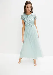 Maxi jurk met pailletten borduursel, bonprix