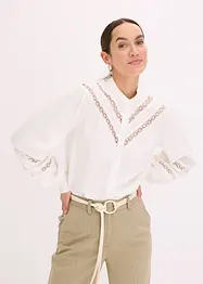 Blouse met linnen en gehaakte inzetstukken, bonprix