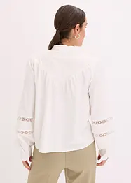 Blouse met linnen en gehaakte inzetstukken, bonprix