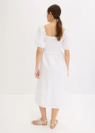 Midi jurk met pofmouwen en gesmokt detail, bonprix